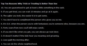 10 Reasons Trick Or Treating Is Better Then Sex