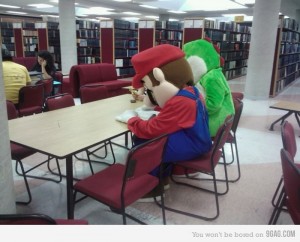 Just another day in the college library...